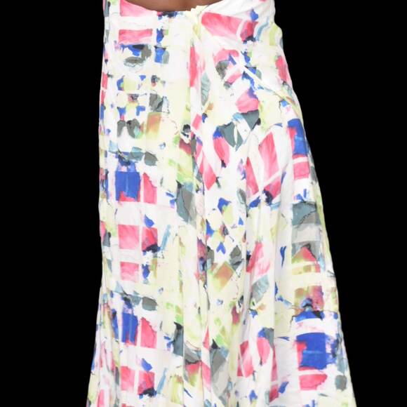 Joie Cinthia Halter Dress White Silk Watercolor Print Handkerchief Midi Slip 4 - Picture 8 of 16